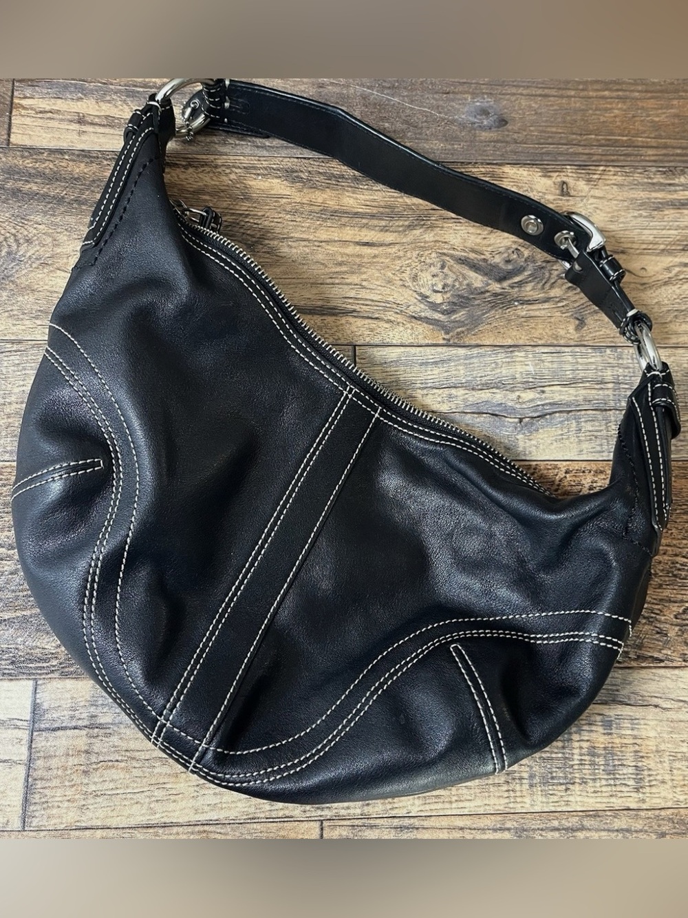 Vintage Coach Soho Hobo Shoulder Bag Black Small Y2K Luxe - Picture 5 of 15